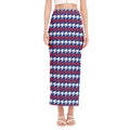 American Houndstooth Pattern Print Side Slit Maxi Skirt