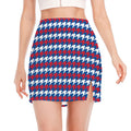 American Houndstooth Pattern Print Side Slit Mini Skirt