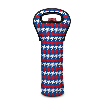 American Houndstooth Pattern Print Single Neoprene Wine Tote