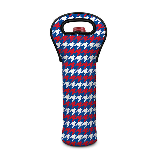American Houndstooth Pattern Print Single Neoprene Wine Tote