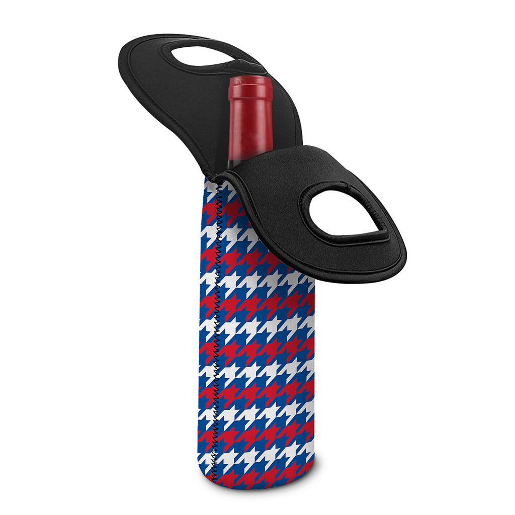 American Houndstooth Pattern Print Single Neoprene Wine Tote