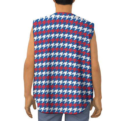 American Houndstooth Pattern Print Sleeveless Baseball Jersey