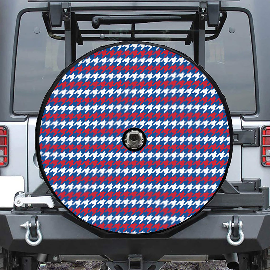 American Houndstooth Pattern Print Tire Cover With Camera Hole