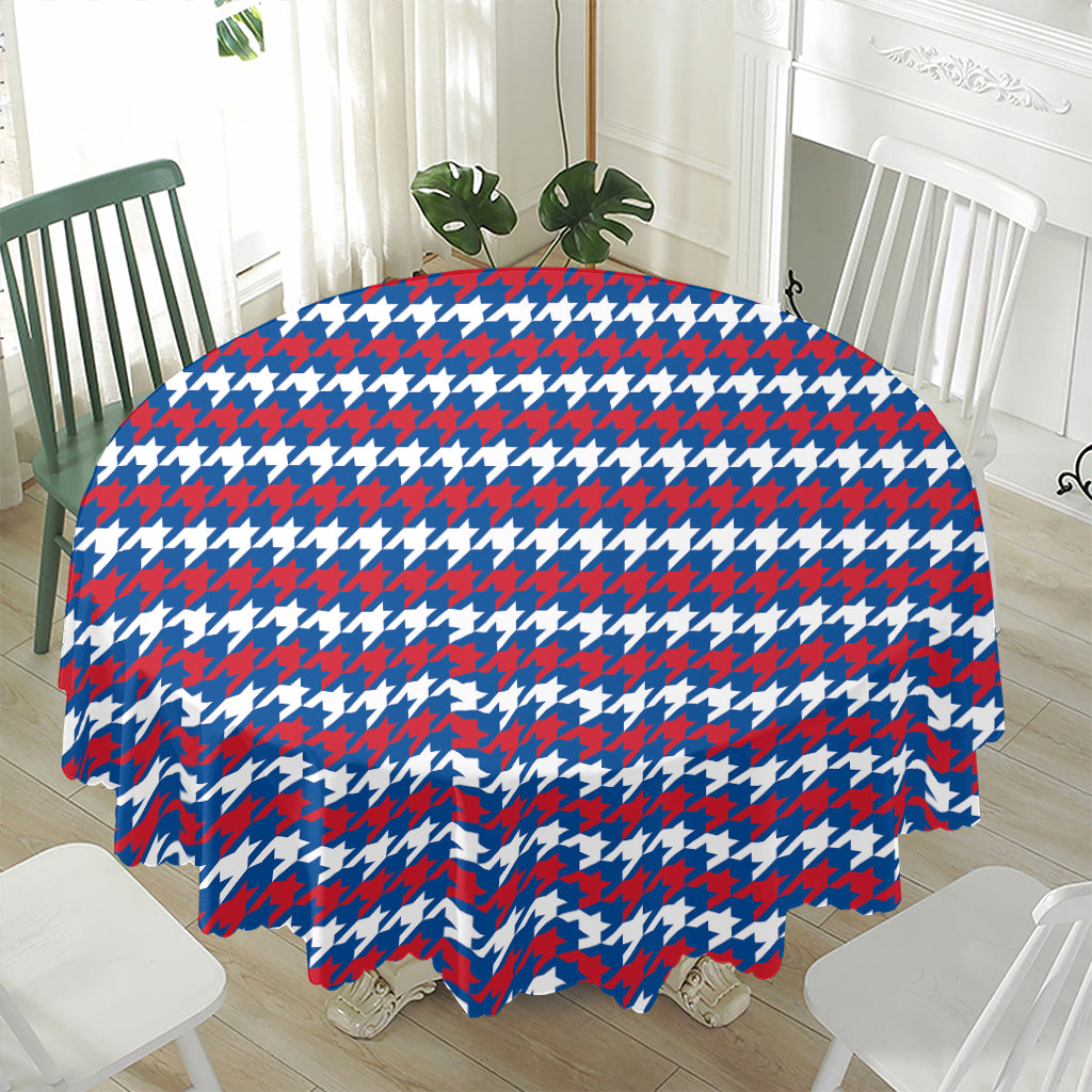 American Houndstooth Pattern Print Waterproof Round Tablecloth