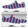 American Houndstooth Pattern Print White Chunky Shoes