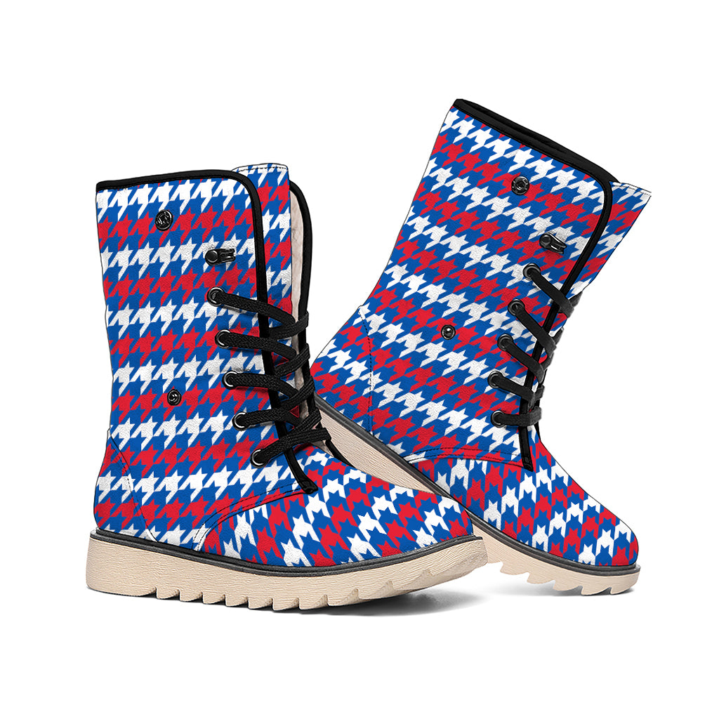 American Houndstooth Pattern Print Winter Boots