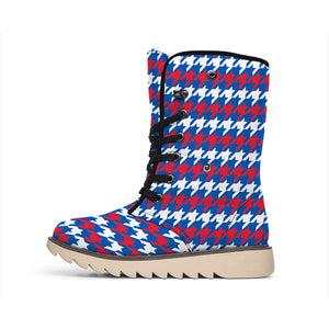 American Houndstooth Pattern Print Winter Boots