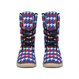 American Houndstooth Pattern Print Winter Boots