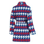 American Houndstooth Pattern Print Women's Bathrobe