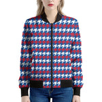 American Houndstooth Pattern Print Women's Bomber Jacket