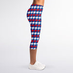American Houndstooth Pattern Print Women's Capri Leggings