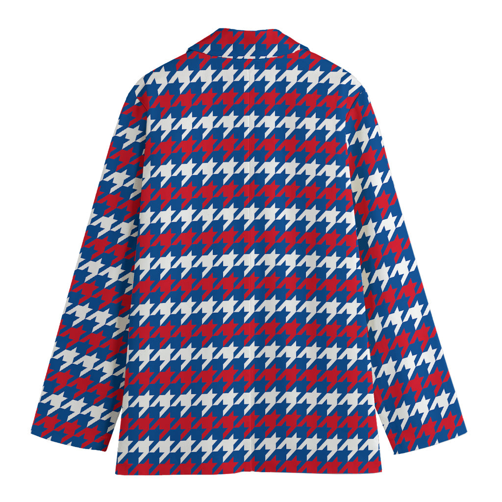 American Houndstooth Pattern Print Women's Cotton Blazer