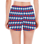 American Houndstooth Pattern Print Women's Split Running Shorts
