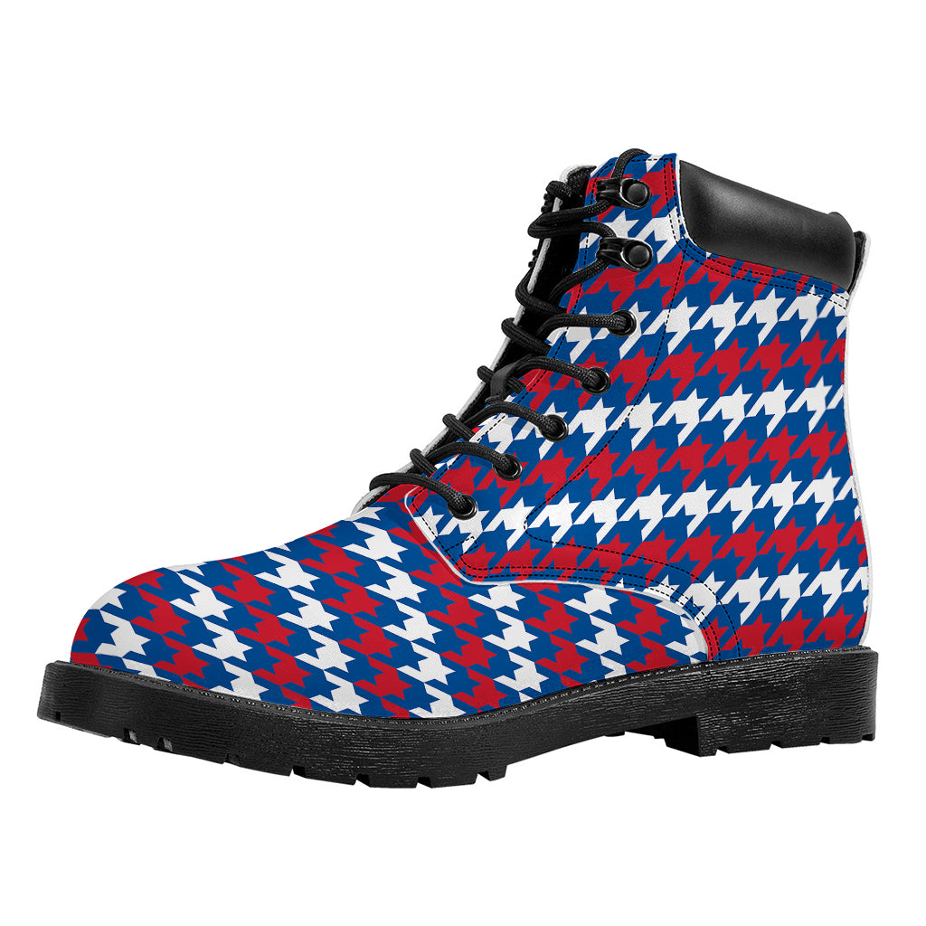 American Houndstooth Pattern Print Work Boots