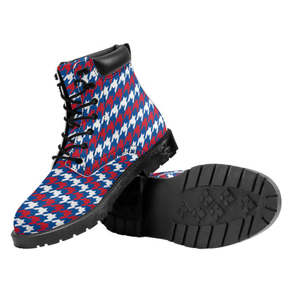 American Houndstooth Pattern Print Work Boots
