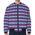 American Houndstooth Pattern Print Zip Sleeve Bomber Jacket