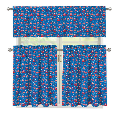 American Independence Day Pattern Print 3 Piece Kitchen Curtains