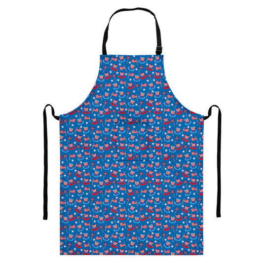 American Independence Day Pattern Print Bib Apron With Pocket