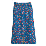 American Independence Day Pattern Print Cotton Front Slit Maxi Skirt