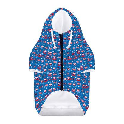 American Independence Day Pattern Print Dog Zip Up Hoodie