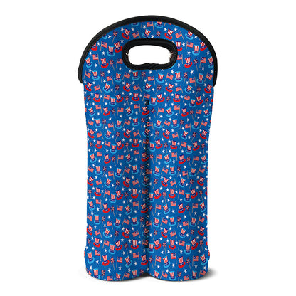 American Independence Day Pattern Print Double Neoprene Wine Tote