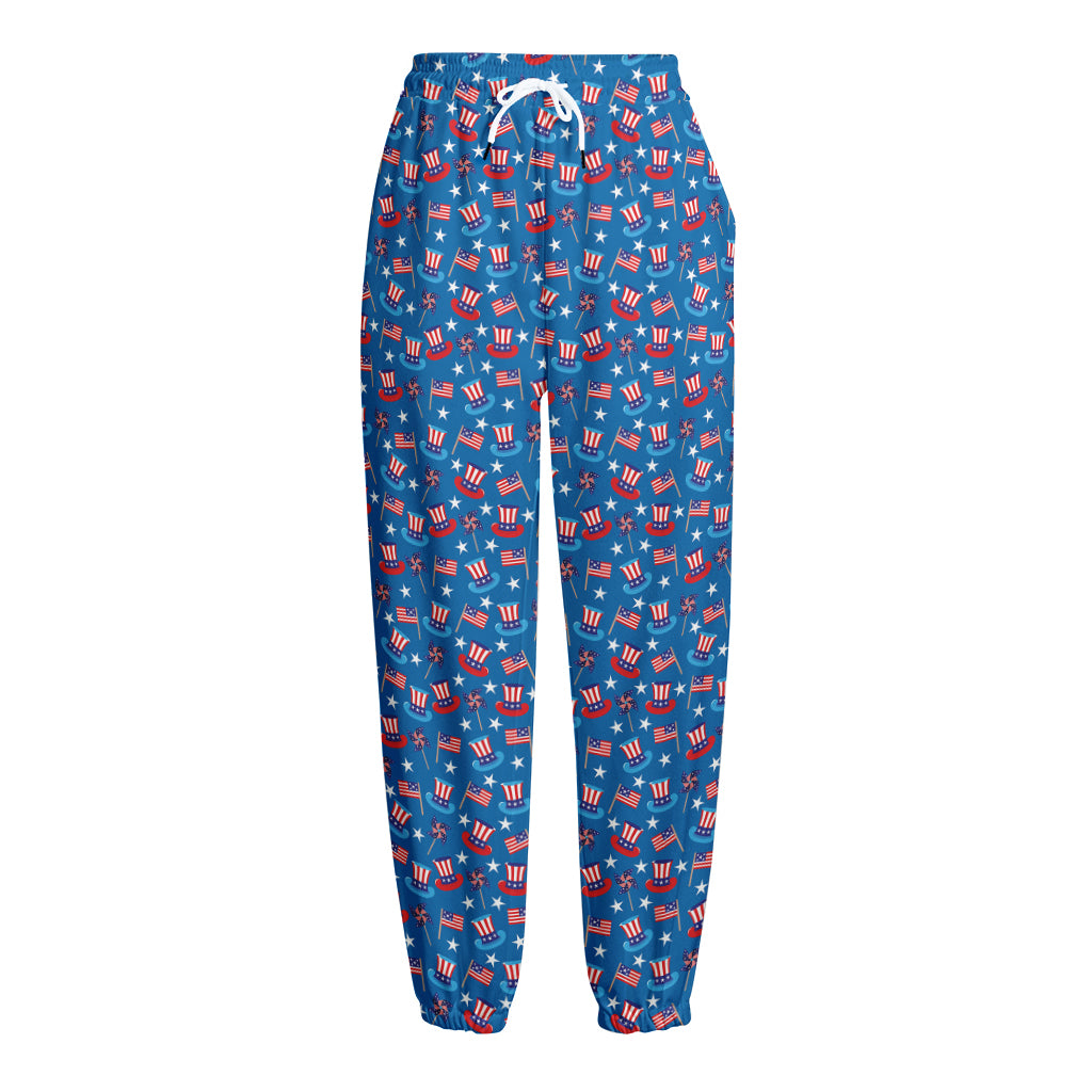 American Independence Day Pattern Print Fleece Lined Knit Pants