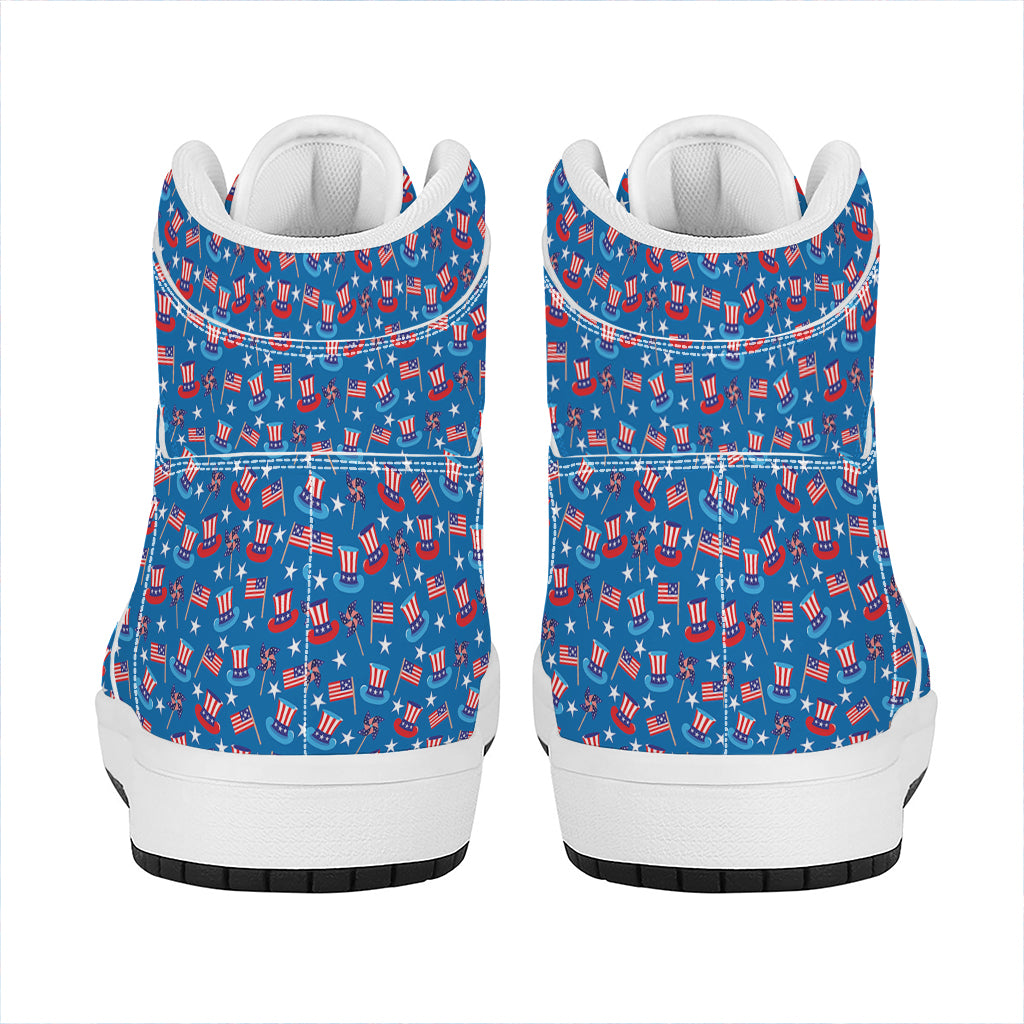 American Independence Day Pattern Print High Top Leather Sneakers