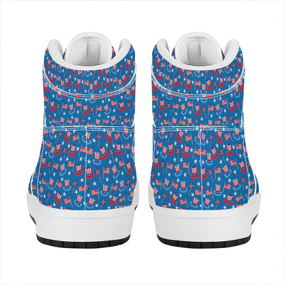 American Independence Day Pattern Print High Top Leather Sneakers