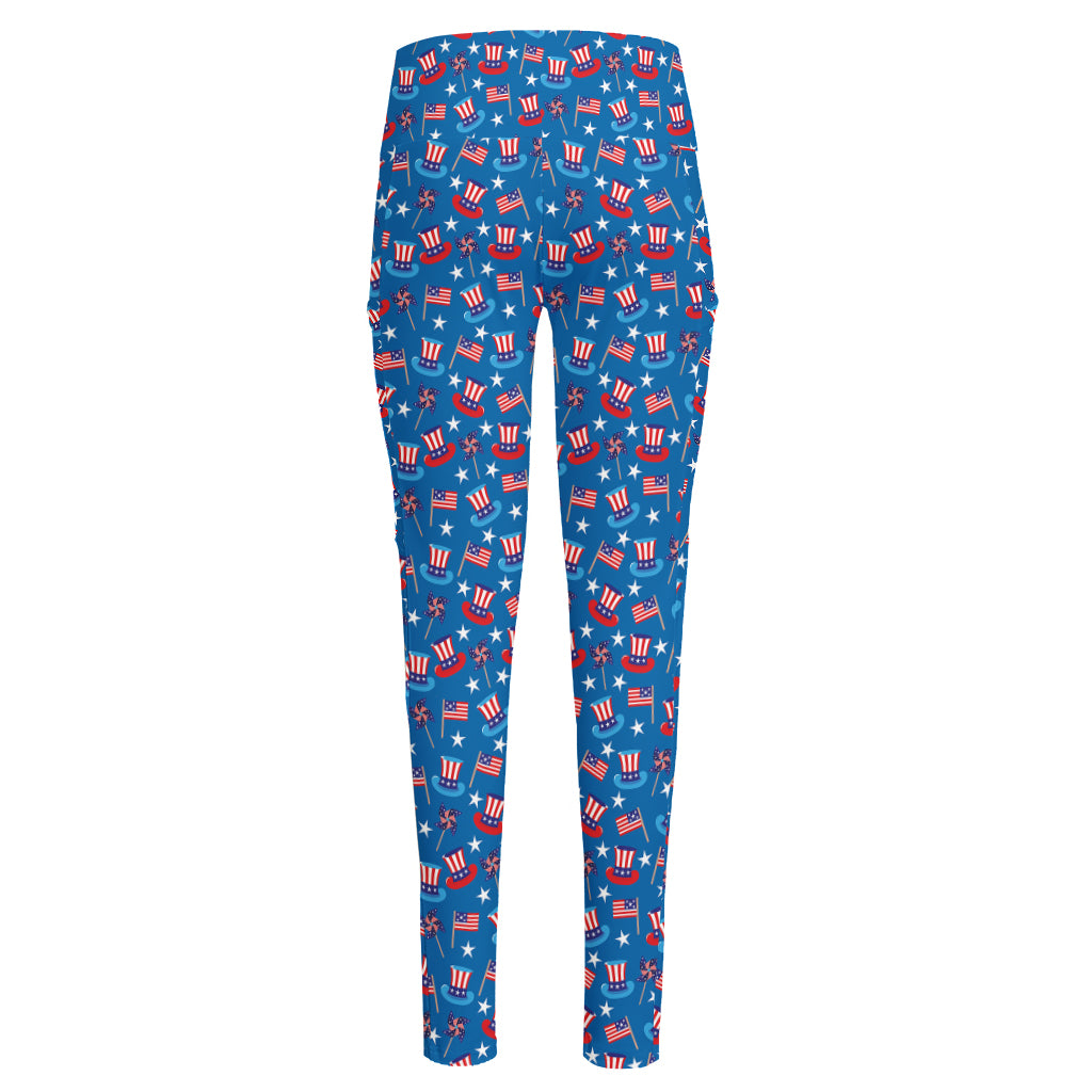 American Independence Day Pattern Print High-Waisted Pocket Leggings