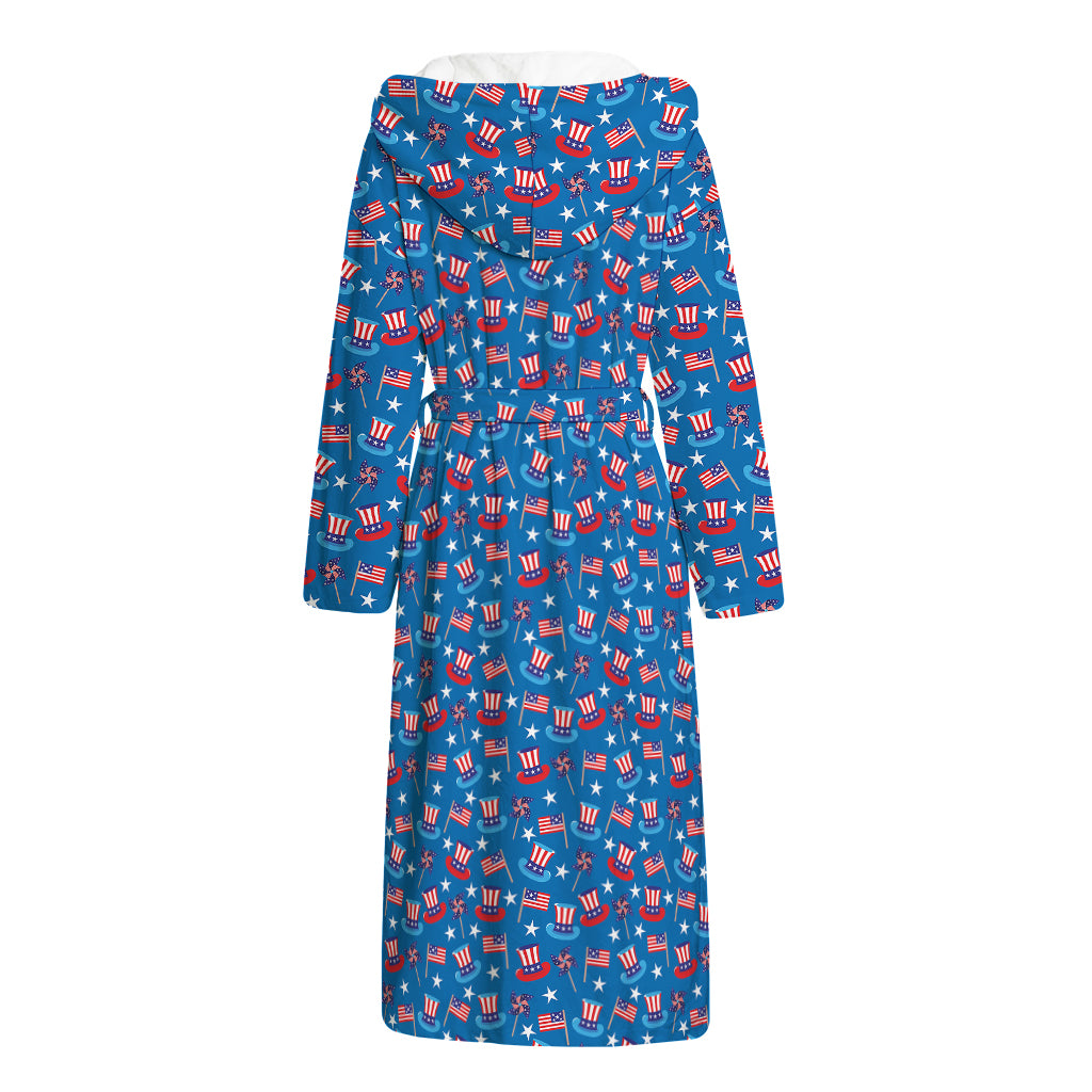 American Independence Day Pattern Print Hooded Bathrobe