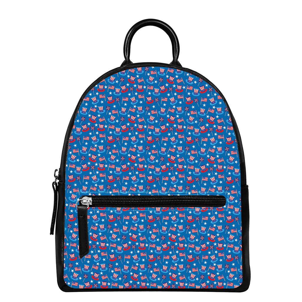American Independence Day Pattern Print Leather Backpack