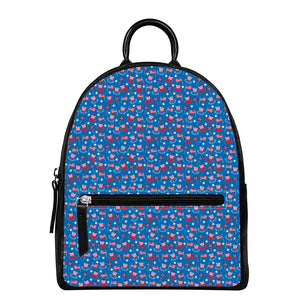 American Independence Day Pattern Print Leather Backpack