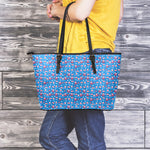 American Independence Day Pattern Print Leather Tote Bag