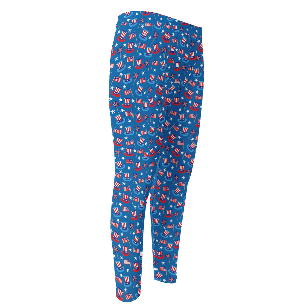 American Independence Day Pattern Print Men's Compression Pants