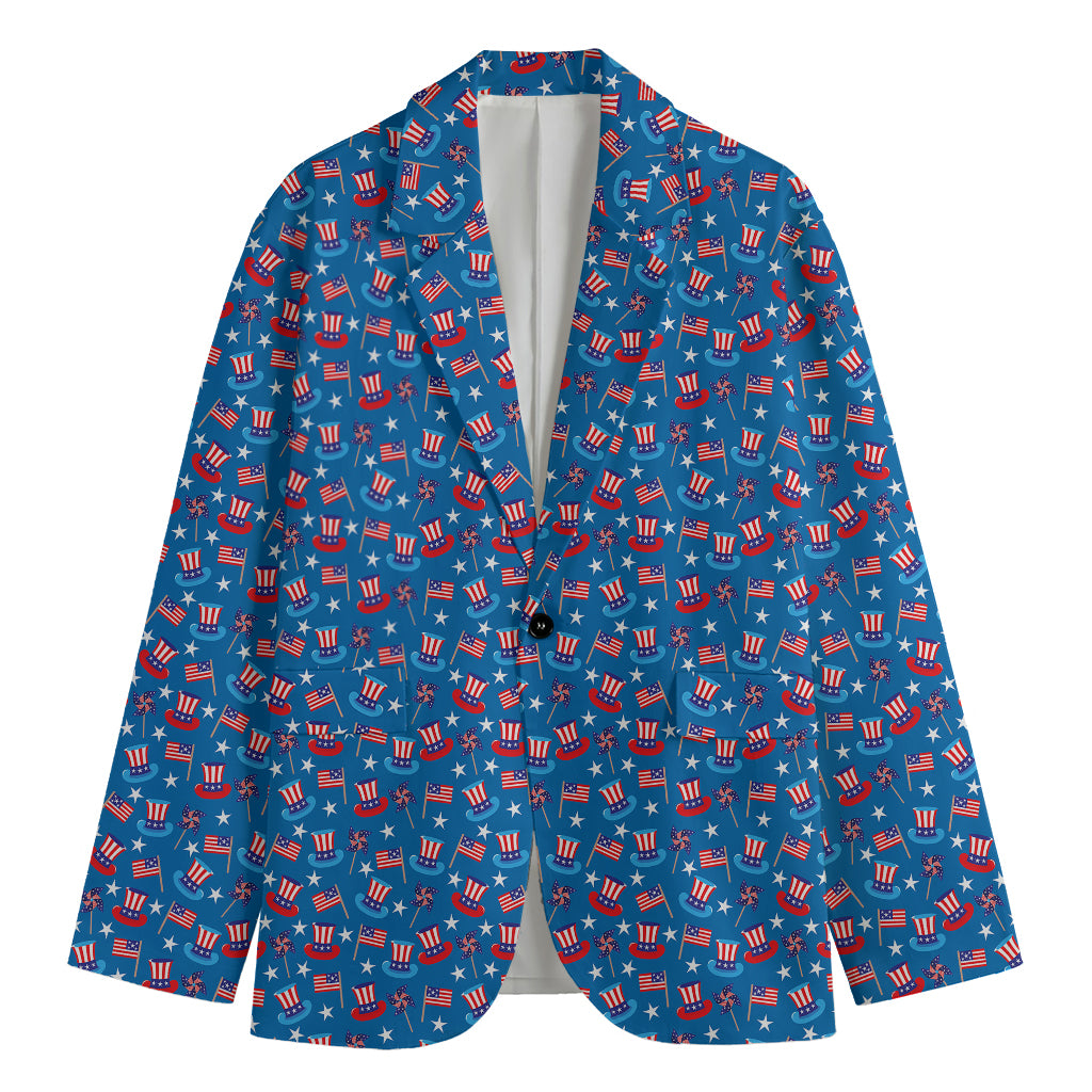 American Independence Day Pattern Print Men's Cotton Blazer