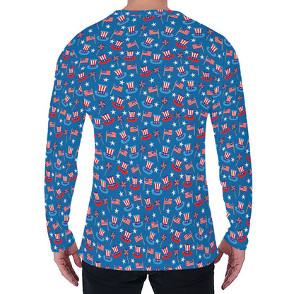 American Independence Day Pattern Print Men's Long Sleeve T-Shirt