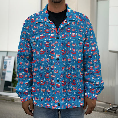 American Independence Day Pattern Print Men's Shirt Jacket