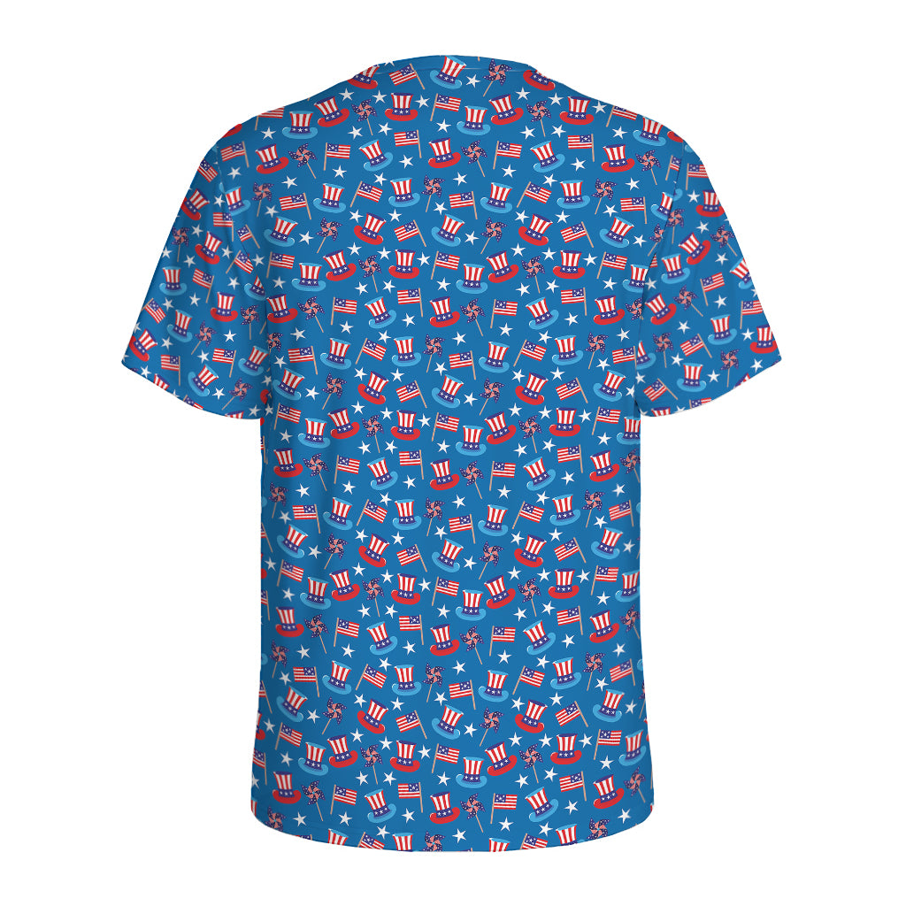 American Independence Day Pattern Print Men's Sports T-Shirt