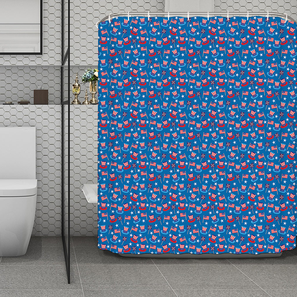 American Independence Day Pattern Print Polyester Shower Curtain