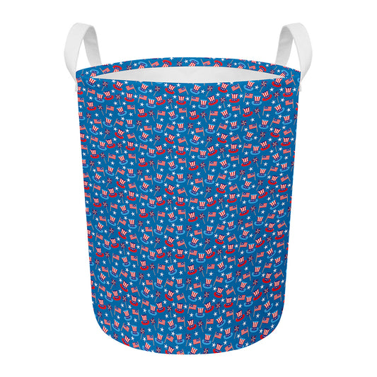 American Independence Day Pattern Print Round Laundry Basket