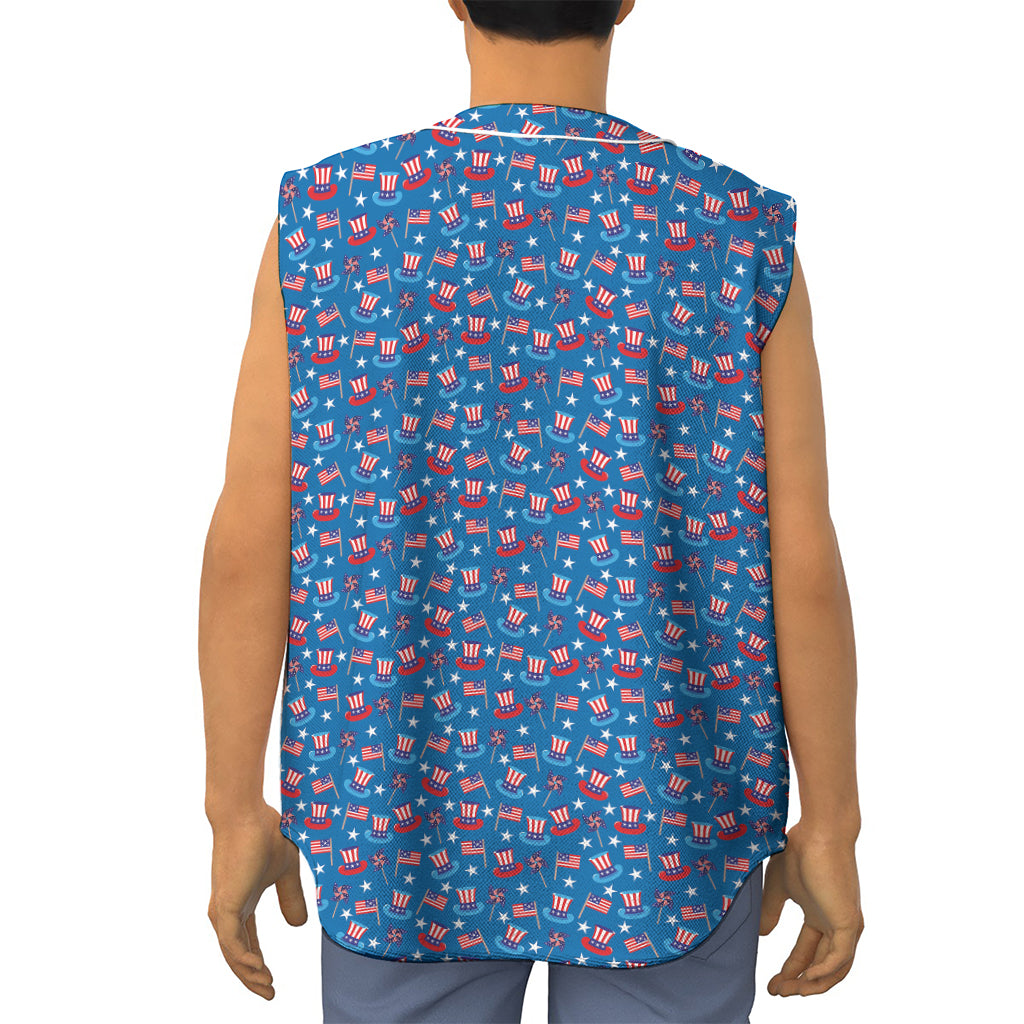 American Independence Day Pattern Print Sleeveless Baseball Jersey