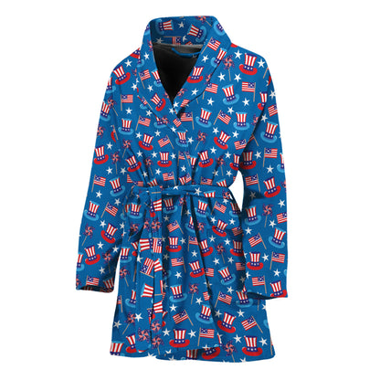 American Independence Day Pattern Print Women's Bathrobe