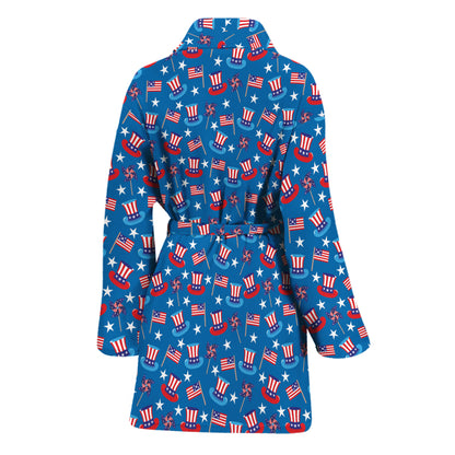 American Independence Day Pattern Print Women's Bathrobe