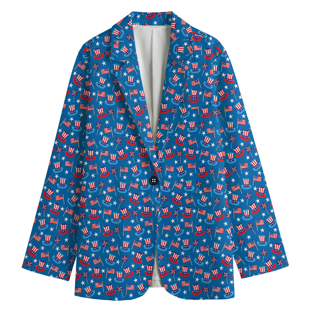 American Independence Day Pattern Print Women's Cotton Blazer
