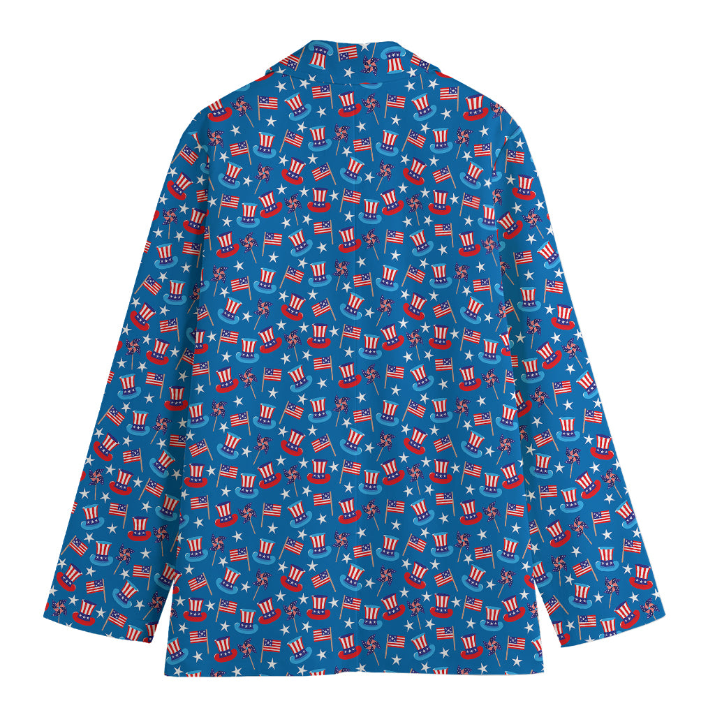 American Independence Day Pattern Print Women's Cotton Blazer