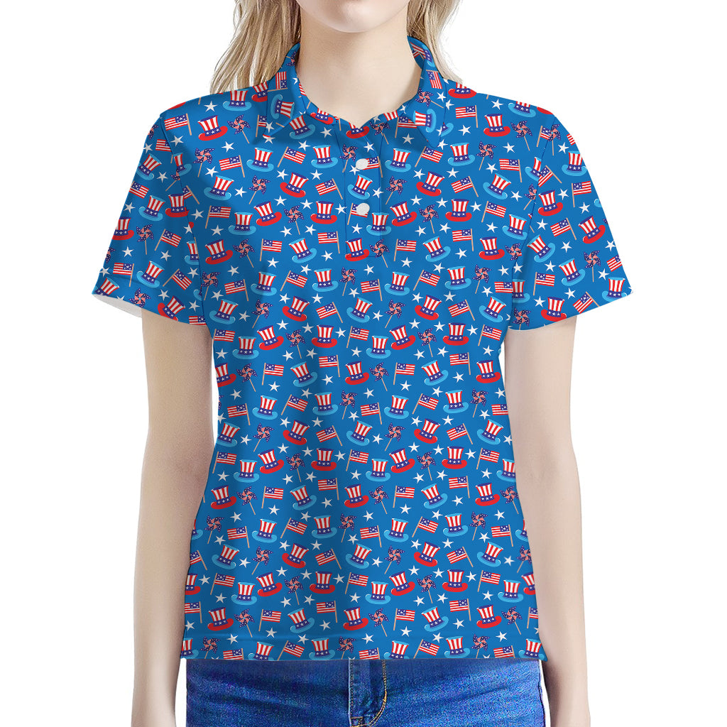 American Independence Day Pattern Print Women's Polo Shirt