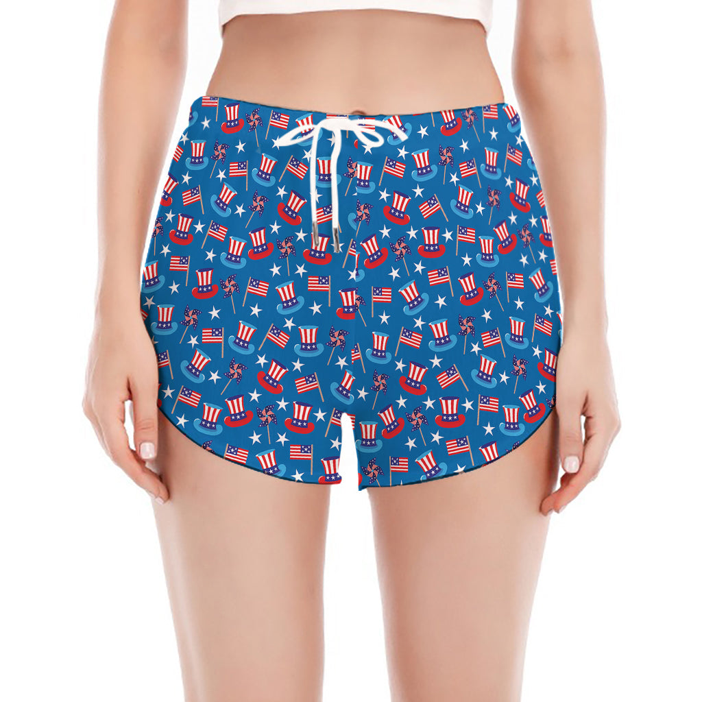 American Independence Day Pattern Print Women's Split Running Shorts