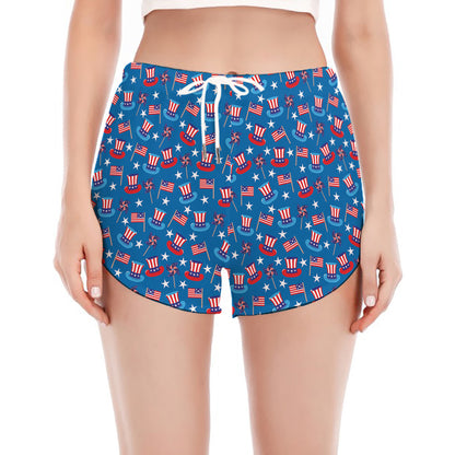 American Independence Day Pattern Print Women's Split Running Shorts