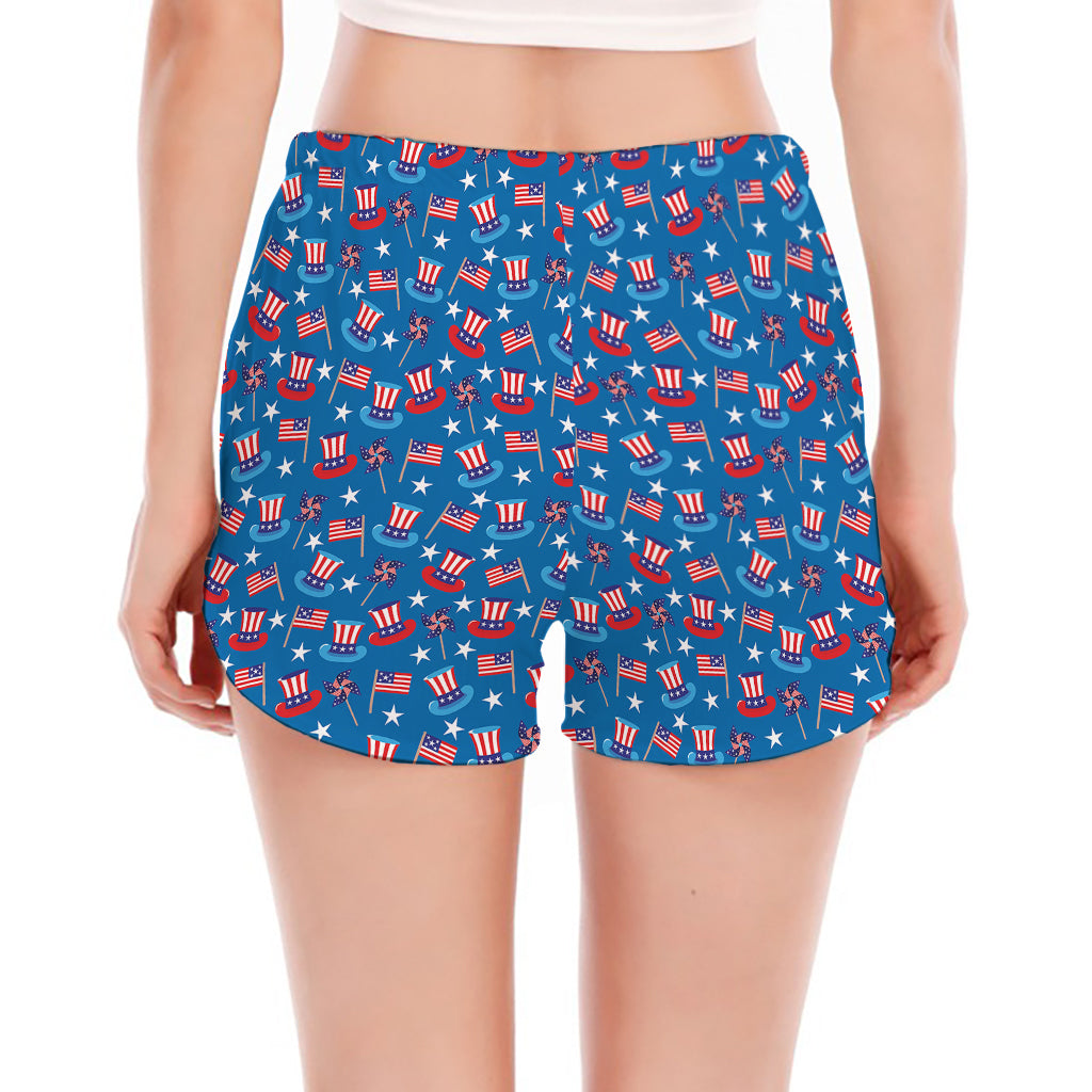 American Independence Day Pattern Print Women's Split Running Shorts