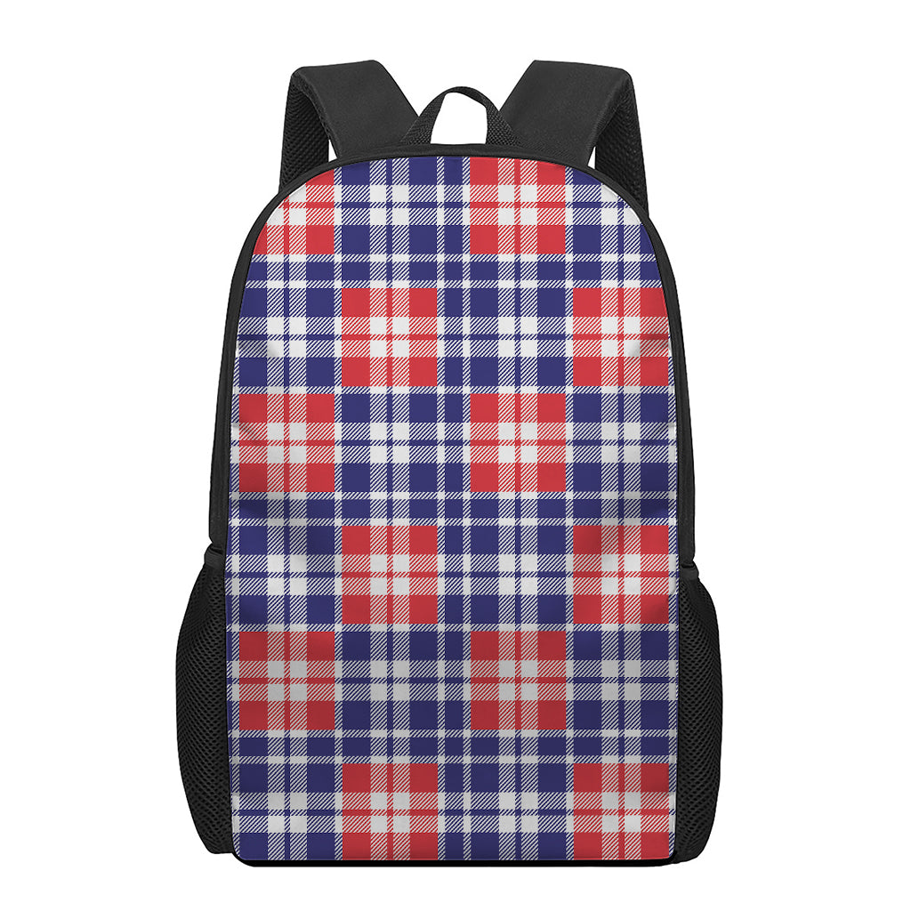 American Independence Day Plaid Print 17 Inch Backpack
